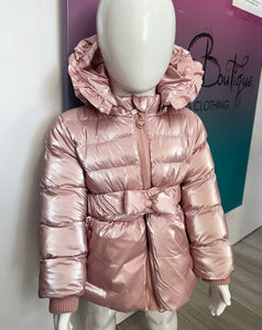 Pink Aranza Bow Belted Coat