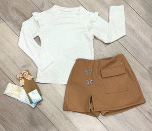 Beige Clarisa Skort Set