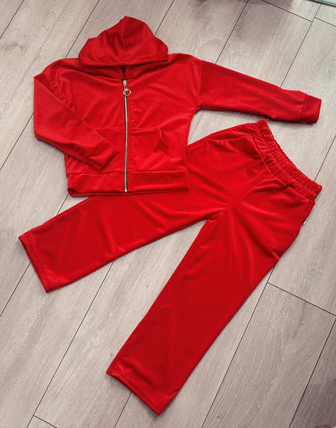 Red Juicy Studded Flared Leg Tracksuit