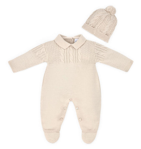 Beige Jaya Knitted Romper & Hat