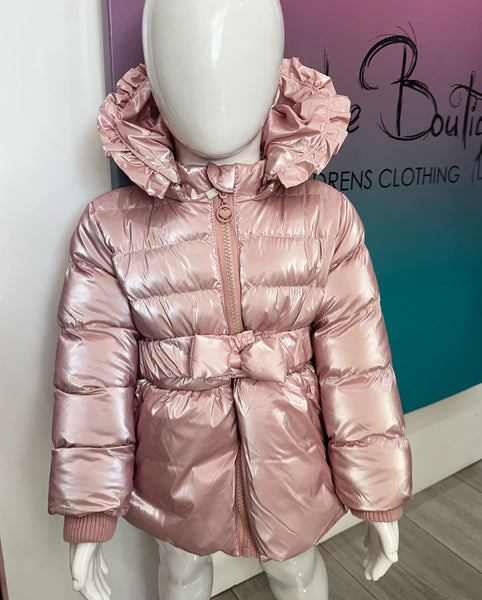 Pink Aranza Bow Belted Coat