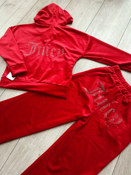 Red Juicy Studded Flared Leg Tracksuit