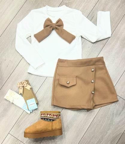 Beige Jevon Skort Set