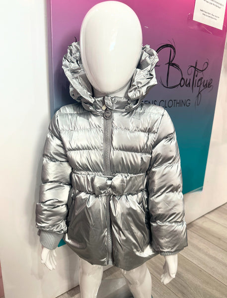 Silver Aranza Bow Belted Coat