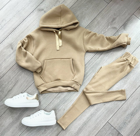 Beige Lottie Hoodie & Leggings Set