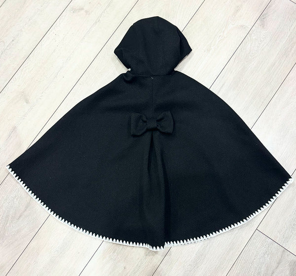 Black Eloise Bow Back Poncho with Bag