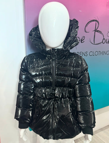 Black Aranza Bow Belted Coat