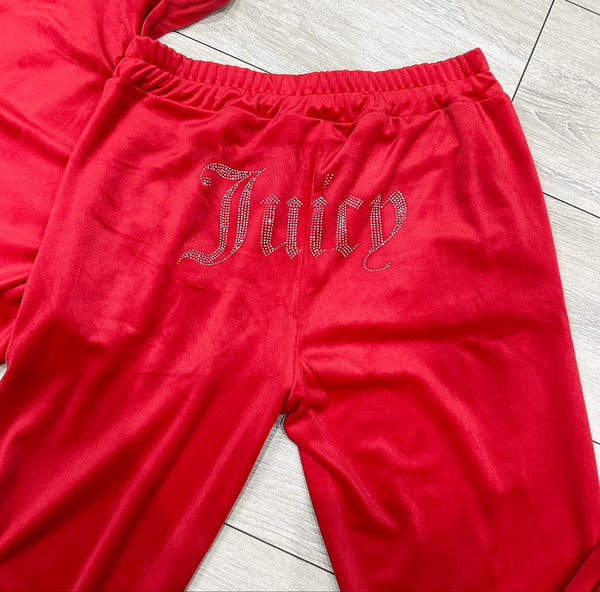 Teenage/Ladies Red Juicy Studded Tracksuit