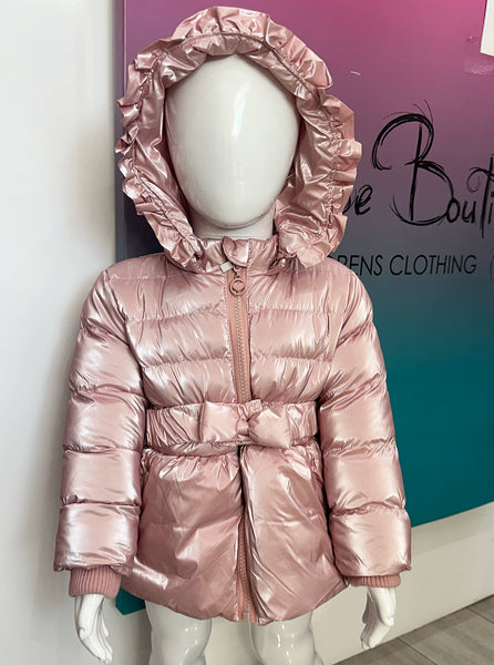 Pink Aranza Bow Belted Coat