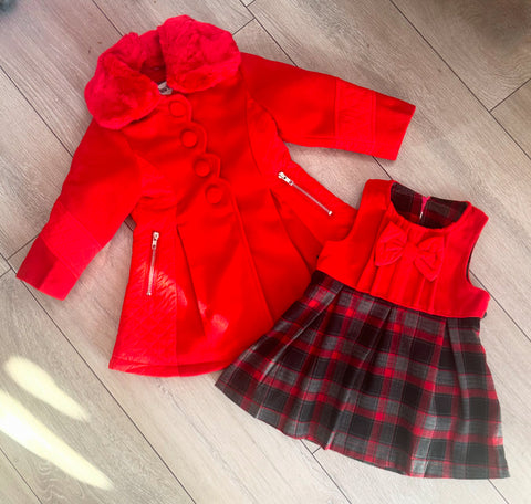 Red Nola Dress & Coat Set