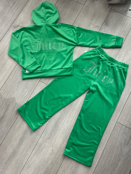 Green Juicy Studded Flared Leg Tracksuit