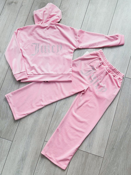 Pink Juicy Studded Flared Leg Tracksuit