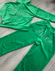 Green Juicy Studded Flared Leg Tracksuit