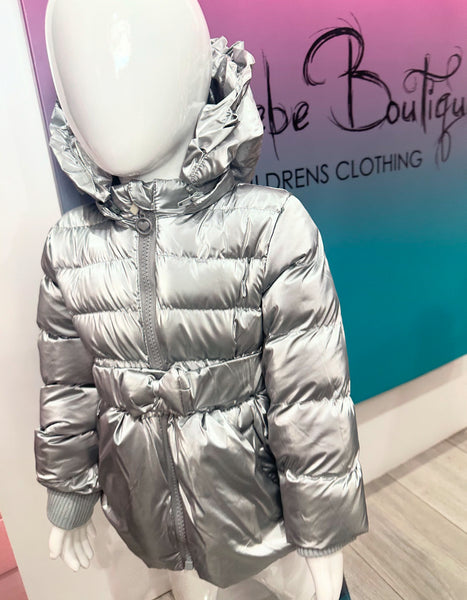 Silver Aranza Bow Belted Coat