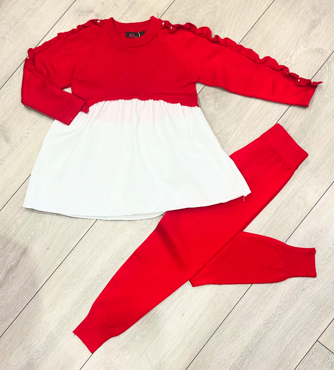 Red Sakina Knitted Leggings Set