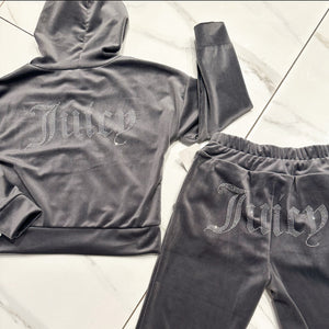 Teenage/Ladies Grey Juicy Studded Tracksuit