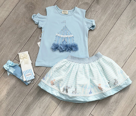 Blue Velora Skirt Set