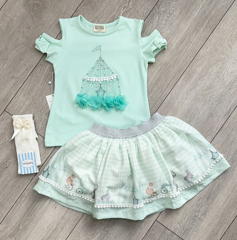 Green Velora Skirt Set