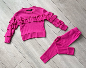 Cerise Pink Larissa Ruffle Tracksuit