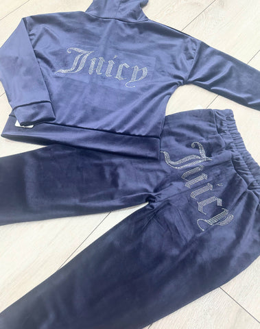 Teenage/Ladies Navy Juicy Studded Tracksuit