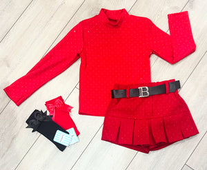 Red Piper Skort Set