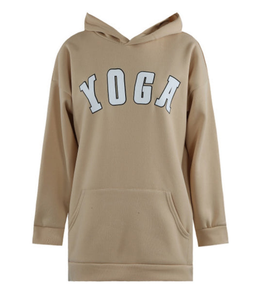 Ladies Beige Yoga Hoodie