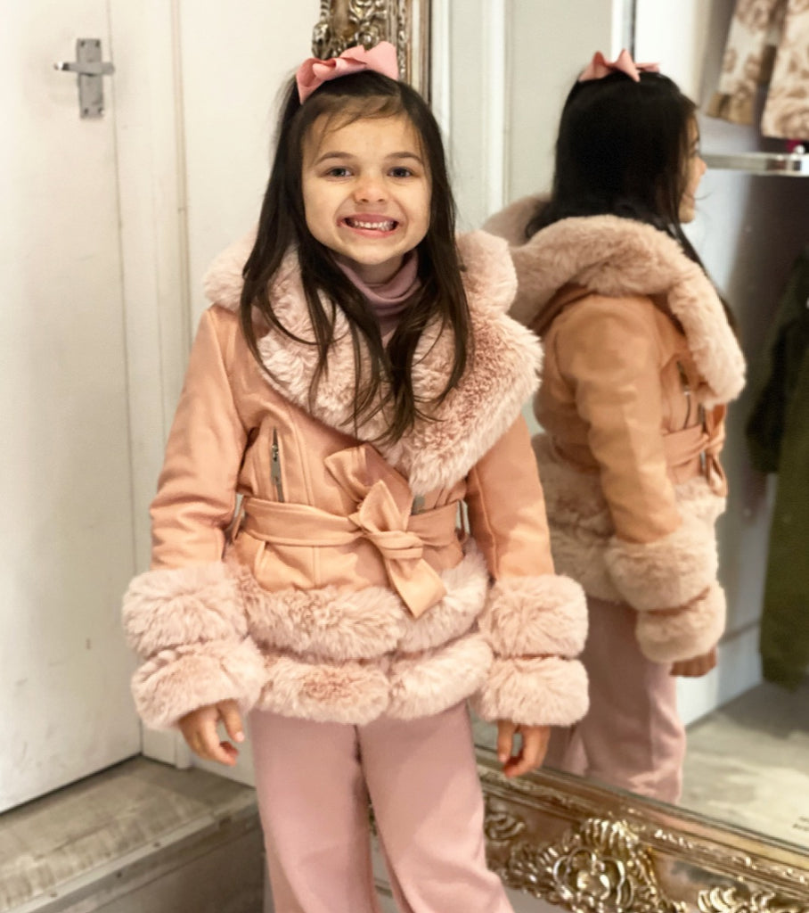 Pink Vienna Faux Leather Fur Jacket – Le Bebe Boutique