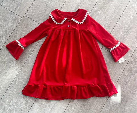 Red Velvet Frill Nightdress NO EXCHANGE/NO RETURN