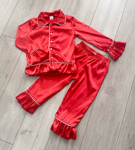 Red Noella Frill Pyjama's NO EXCHANGE/NO RETURN